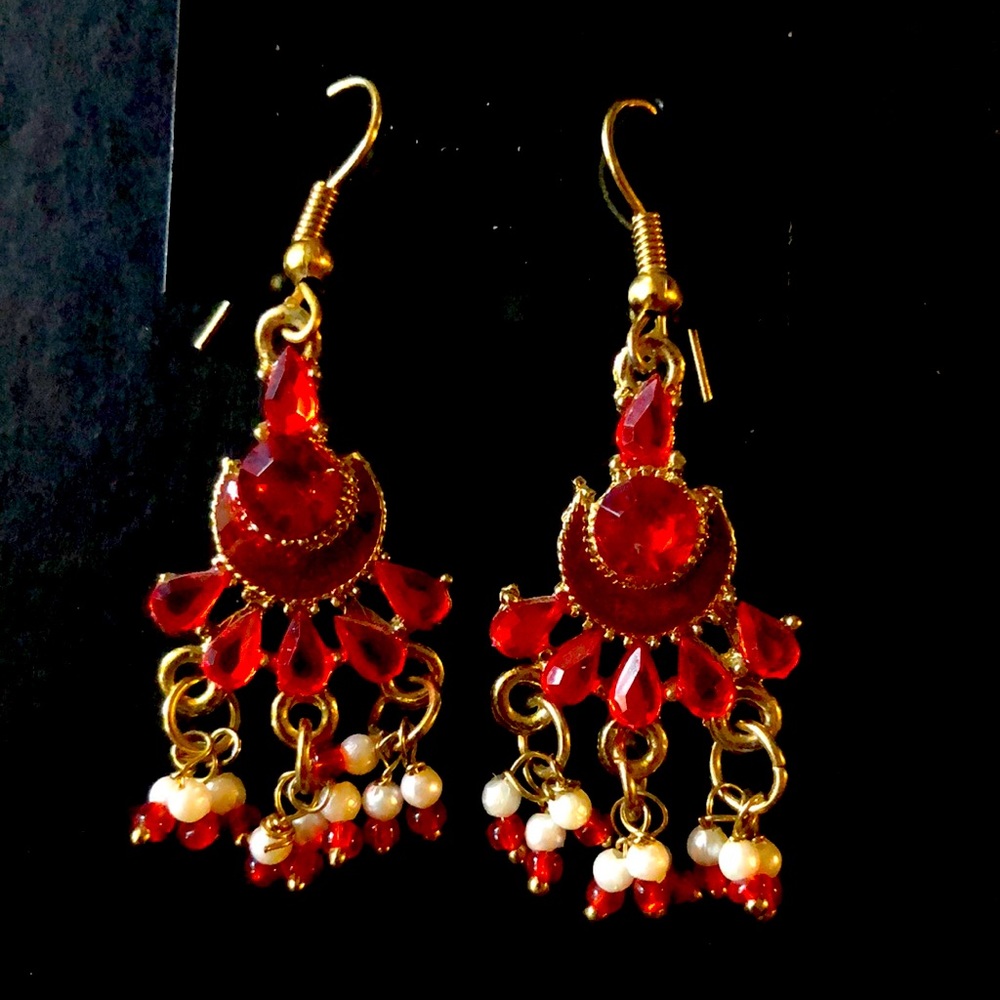 New Red and gold earrings